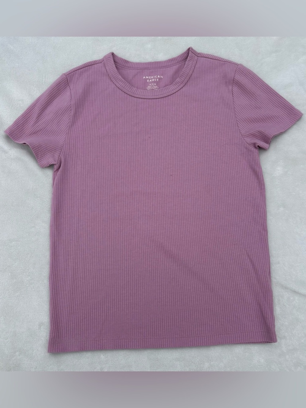 American Eagle Outfitters Ribbed Short Sleeve Tee - Mauve Pink